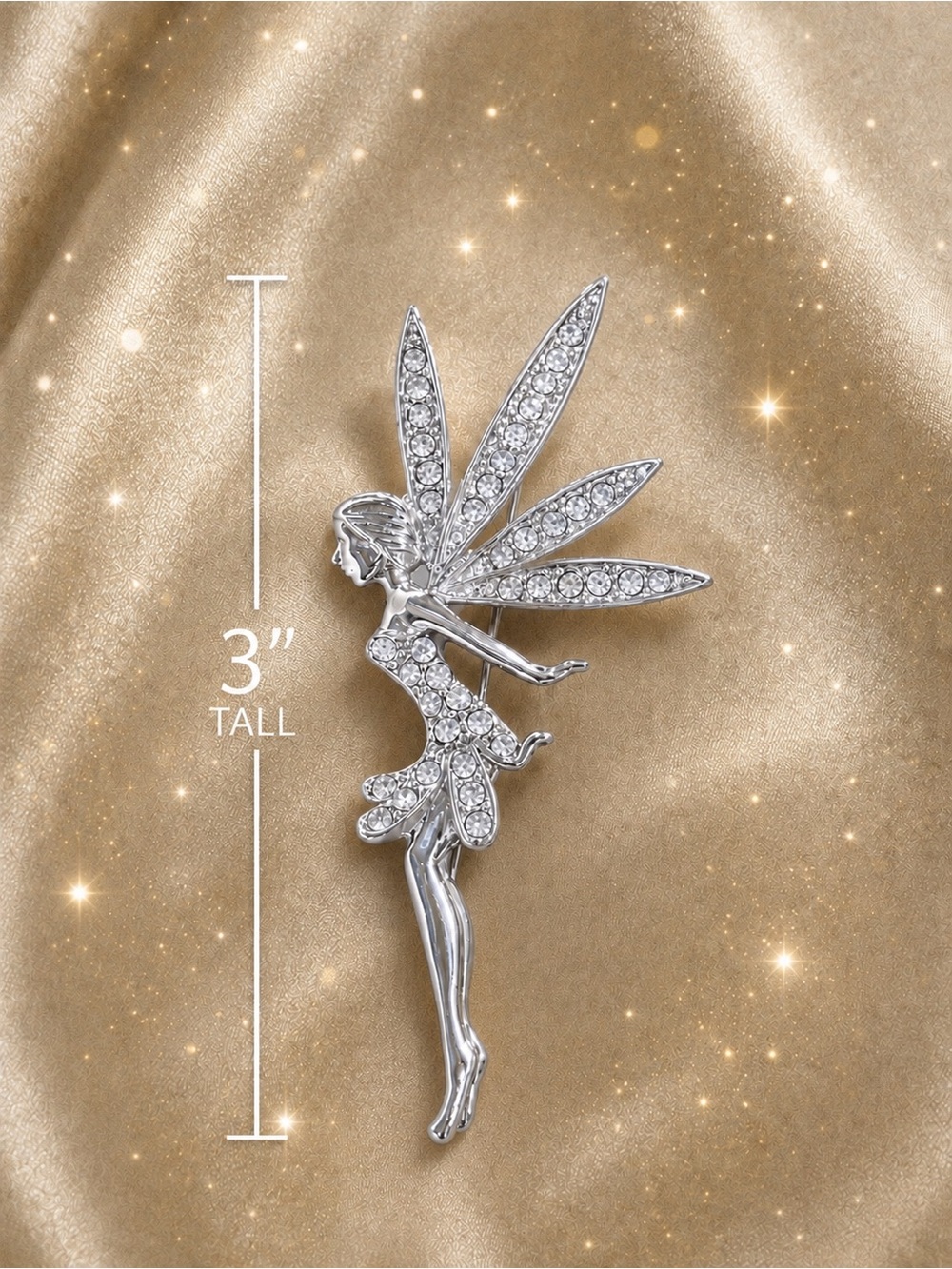 Reserved….Crystal Fairy Brooch - Sparkling Silver Women's Pin - Picture 2 of 2